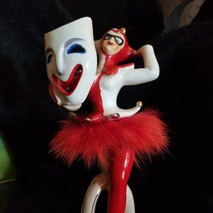 Vintage Napco Sonsco Artmark??? Devil Ballerina Jester holding Comedy Mask